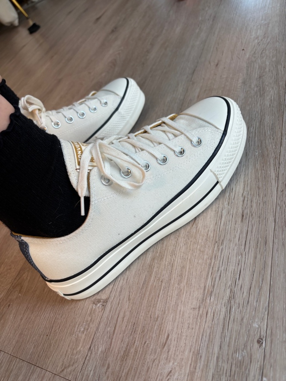 Platform Converse Low-Top Canvas Sneakers in Off-White - new without tags